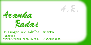 aranka radai business card